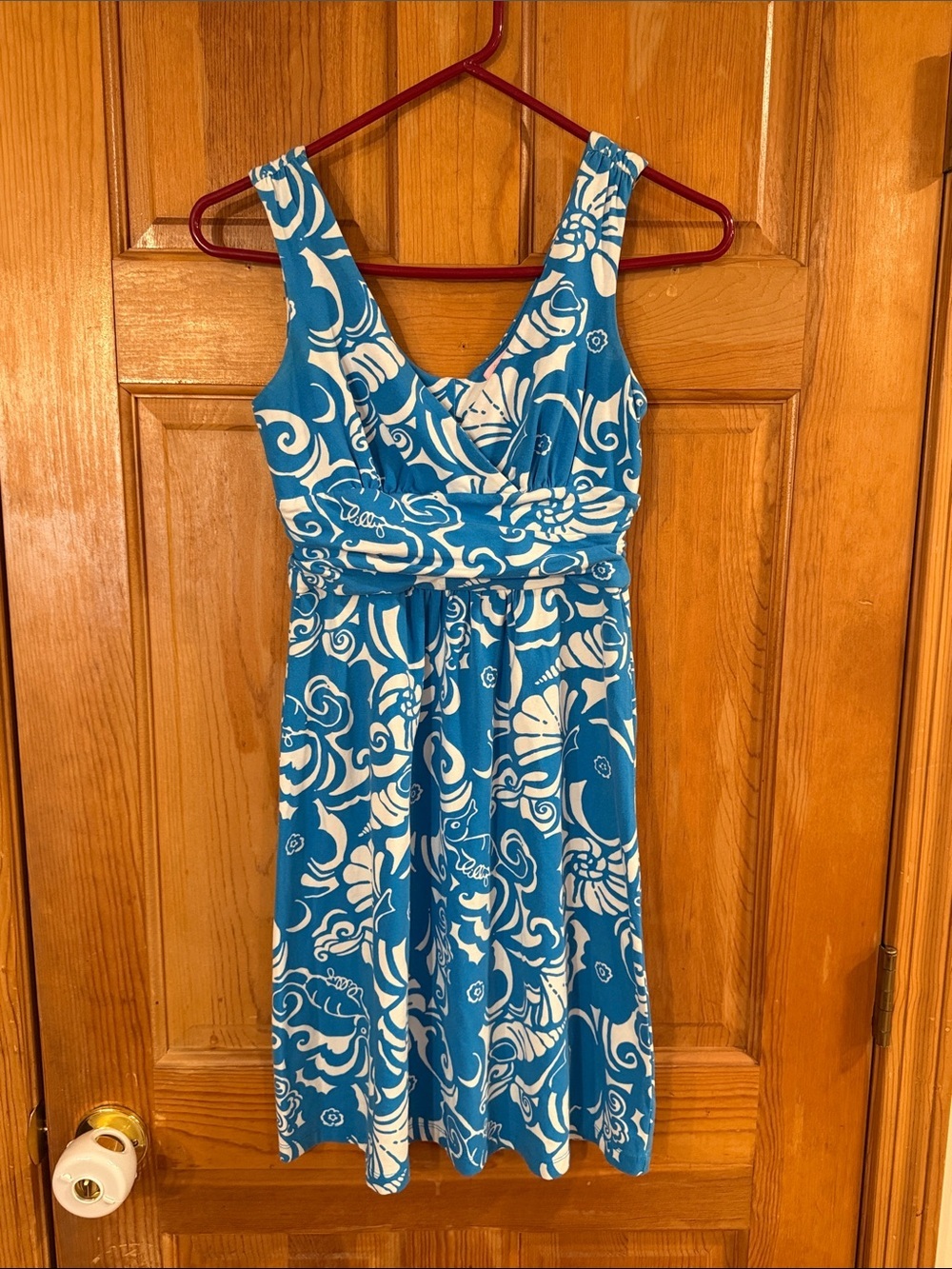 Lilly Pulitzer blue and white shell print dress size xsmall.